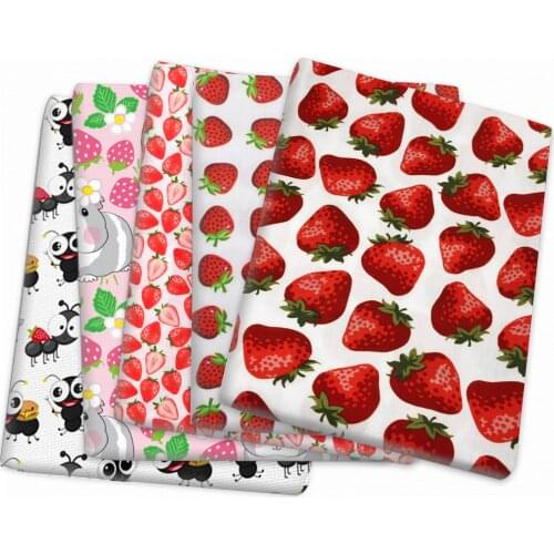 Strawberry Polyester cotton Fabric Patchwork For Tissue Kid Home Textile Sewing Doll Dress Curtain,1Yc14344