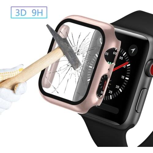 Tempered Film Glass Metal Case for Apple Watch 5 4 3 2 1 Screen Protector Bumper for IWatch 44mm 40mm 42mm 38mm Watch Cover