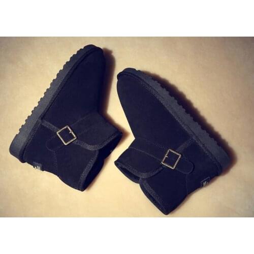 Mens snow boots waterproof winter boots plus velvet warm cotton shoes non-slip thick leather shoes