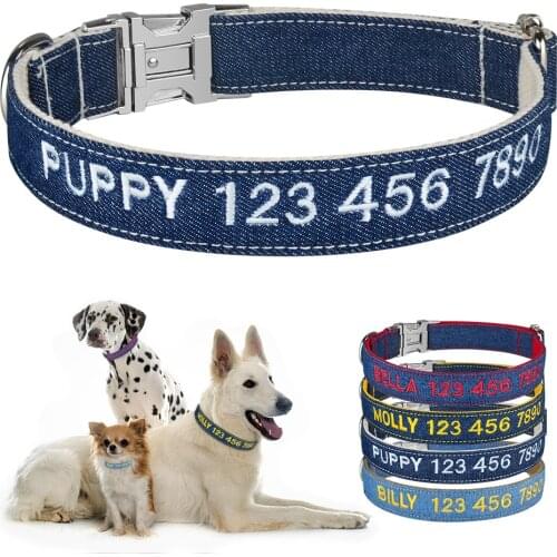 Nylon Plaid Boy Girl Unisex Dogs Collar Products Dog Collars Small Large Personalized Dog Collar Custom Engraved Name ID Tag