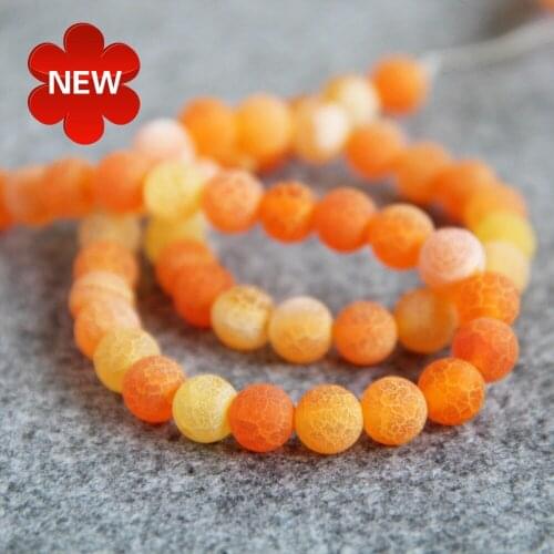 New For Necklace 8mm Stripe Orange Natural Frosted Onyx Beads Round DIY Loose Carnelian Accessory Parts 15inch Jewelry Making
