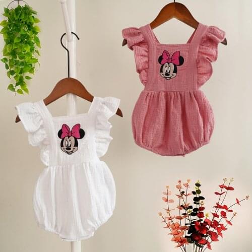 Disney Minnie Mouse Cute Newborn Clothes New Baptism Baby Rompers Cartoon Baby Girl Jumpsuit Birthday Party Photography Props