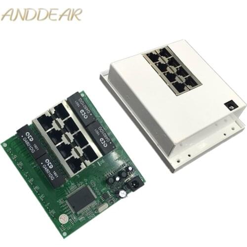 OEM PBC 8Port Gigabit Ethernet Switch 8Port with 8 pin way header 10/100/1000m Hub 8way power pin Pcb board OEM screw hole