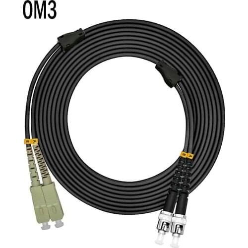 Outdoor Armored 100Meters SC-ST Duplex 10 Gigabit 50/125 Multimode Fiber Optical Cable OM3 Black 10GB SC to ST Patch Cord Jumper