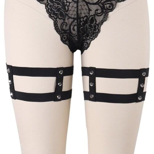 Body Harness Rivet Garters Goth Body Cage Black Women Edgy Sexy Lingerie Leg Harness Belt Bondage Stockings Wedding Garter