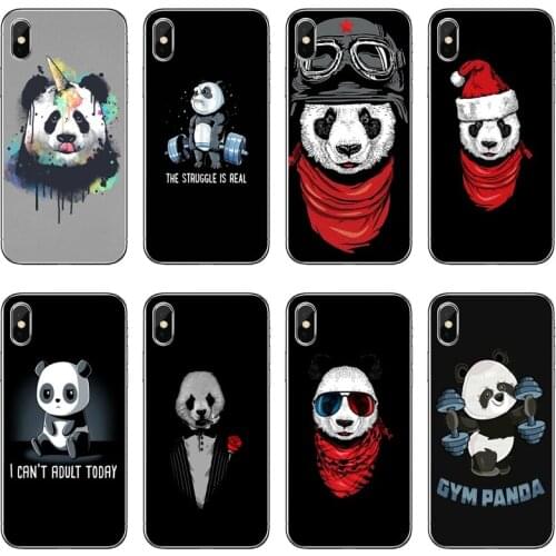 Funny animal panda Transparent Phone Case For iPhone 12 11 Pro Max Mini XS Max XR X 8 7 Plus 6 6S Plus 5 5S SE 2020