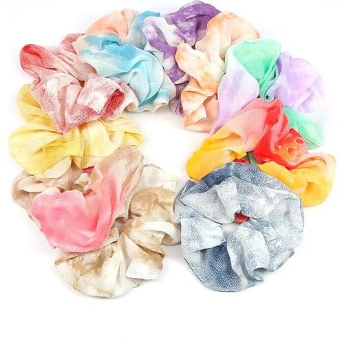 Dropship Sale 10pcs/set Women Rainbow Hair Scrunchie Pack Colorful Yarn Hair Ties Chiffon Girls Schrunchy Accessories Headband