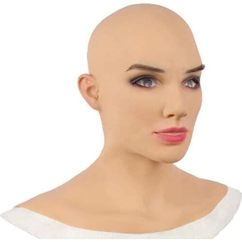 1 Pcs Realistic Female Latex Head Cover Cosplay Drag Queen Halloween Fancy Dress Headgear
