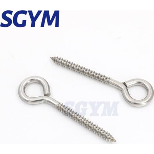 2 Pieces Stainless Steel Eye Shape Screws Metal Hook 4.5 Inch Heavy Duty Eyes Screw Eyelet Hooks Self Tapping Hanging Hooks