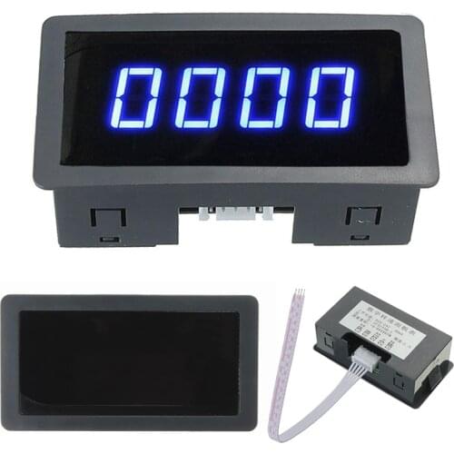 Blue 4 Digital LED Tachometer RPM Speed Meter Detector Speedometer With NPN Hall Proximity Switch Sensor 3 Wires