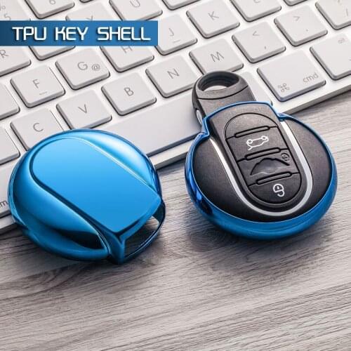 Blue Key Cover Fob Case TPU Smart Soft Protective for BMW MINI COOPER F54 F55 F56 F60