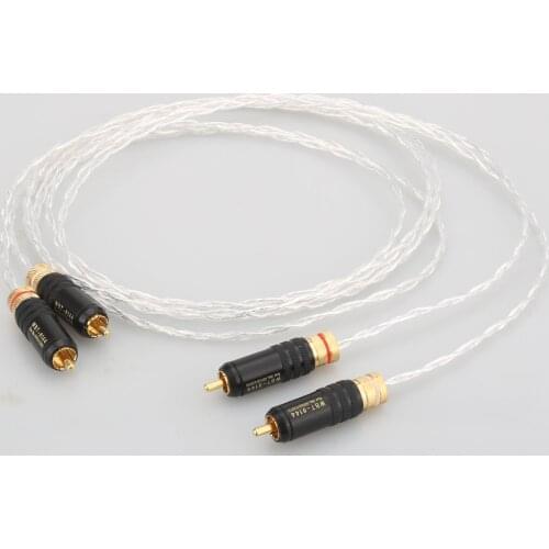 Pair OCC Silver Plated RCA Interconnect Cable Stereo Hi-Fi Audio Analogue Lead RCA TO RCA Audio Cable Phono RCA HIFI For CD/AMP
