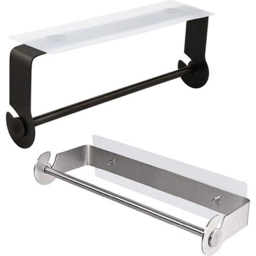 Preservative Film Rack Silver Aluminium Home Kitchen Preservative Film Dispenser Black Roll Paper Holder Bathroom Accessories