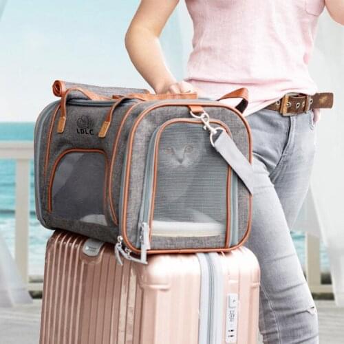 LDLC Dog Carrier Bag Pet Travel Cat Carriers For Small Medium Cats Dogs Soft Sided Collapsible Portable Crates Breathable Mesh