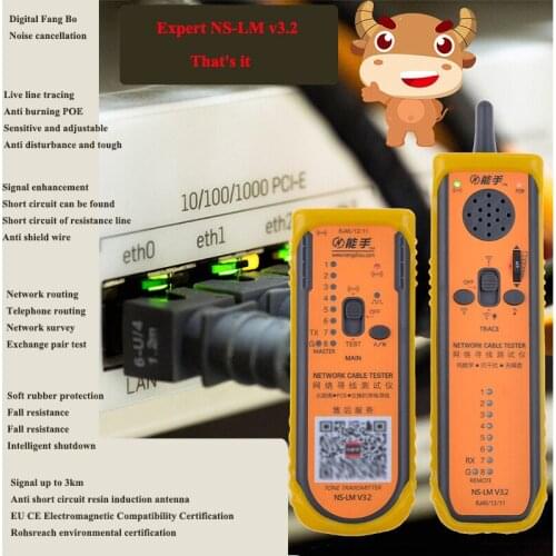NENGSHOU NS-LM V3.2 Network Cable Tester 60V POE Telephone RJ45 /RJ11 Cable Toner Wire Toner Tracer Long distance Wire Finder