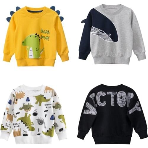 Boys Girls Long Sleeves Hoodies Cartoon dinosaur warm Spring Autumn Clothes Cotton Fashion Sweatshirts For 2 4 6 8 10 Years