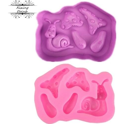 New mushroom snails shape fairy tale silicone mold Truffle Cake Decoration sugar craft tool baking cake