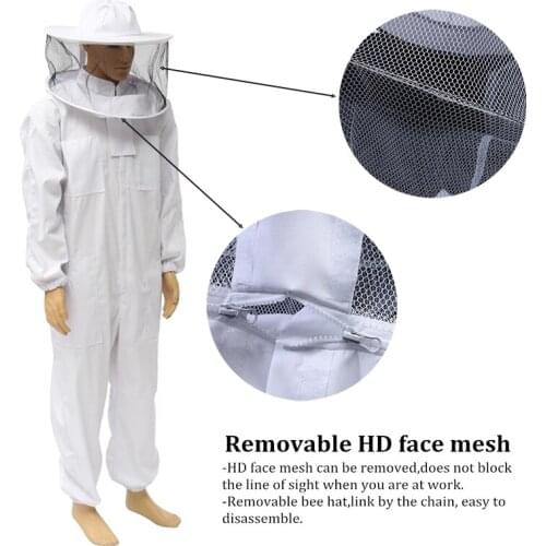 Beekeeping Protective Clothing Bodysuit With Removable Veil Hat Bee Suit