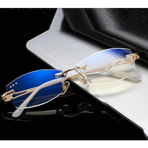 Titanium Frame Ultra Light Rimless Frame Diamond Cut Women Luxury Reading Glasses +0.75 +1 +1.25 +1.5 +1.75 +2 +2.25 +2.5 to +4