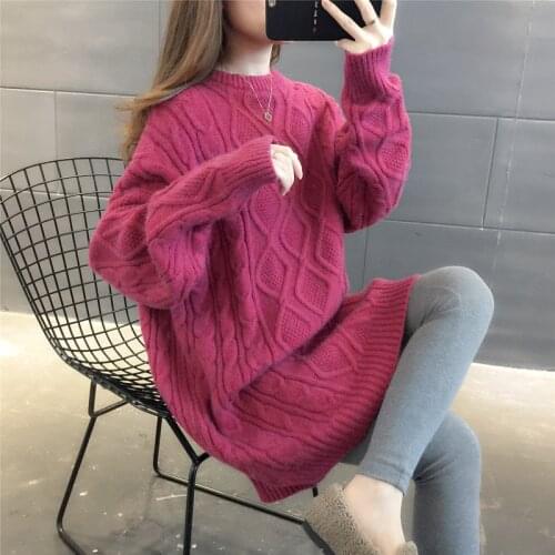 Womens Sweater Mid-Length 2020 Autumn and Winter New Korean Style Loose Thick Knitwear