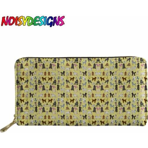 Poodle Dog Yellow Print Women Long Clutch Wallets Female PU Leather Coin Bag Phone Purses Lady Cards Holder mochila Bolsa