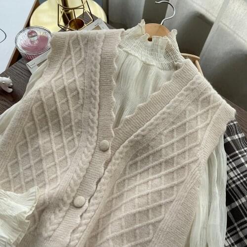 Vest Korean Style Fashion Cardigan For WomenS Ladies Autumn Winter 2021 Clothing Sweater Tops Blouse Female Coat