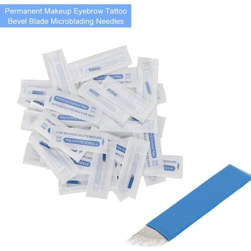 0.18mm Blue Flex and U Shape Needle Eyebrow Tattoo needle Microblading Blades For Permanent Makeup microblading pen