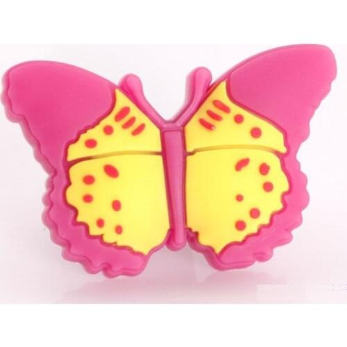 10Pcs Adorable Furniture Hardware Rubber Pink Butterfly Kitchen Drawer Children Knobs(Size:43*28mm)