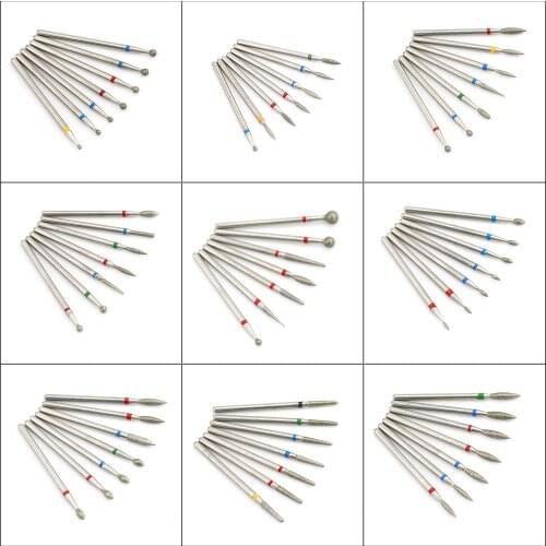 100set, 7pcs/Set Diamond Nail Drill Bit Rotery Electric Milling Cutters For Pedicure Manicure Files Cuticle Burr Nail Tools