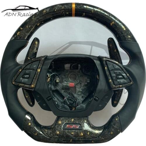 2016-2020+ Personalized Steering Wheel For Chevrolet CAMARO With Forged CF+Gold Flake
