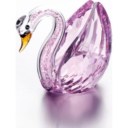 3 Colors Bigger Swan Crystal Glass Figurine Collection Diamond Swan Animal Paperweight Table Ornament Decor Wedding Decor Gifts