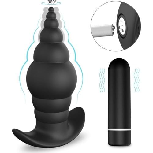 360 Degree Anal Plug Backyard Toy Massage Bead Vibration sex toys for women butt Head Anal Plug Vibration Anal Stimulator
