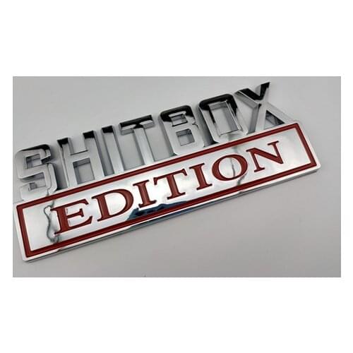 3D Silver ABS SHITBOX EDITION Emblem Auto Trunk Fender Badge Decal Stickers Car Accessories