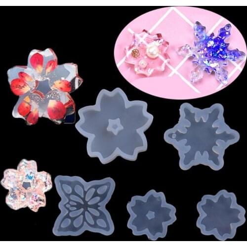5Pcs Snowflake Flower Pendant Molds Kit Resin Casting Cherry Blossom Resin Mold Jewelry Making Tools Art Crafts