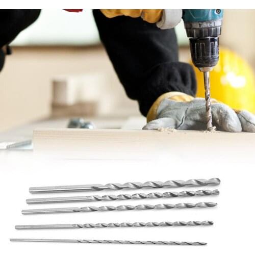 5Pcs Twist Drill Bit Lengthened Fast Chips Removal Round Shank Professional Twisted Drilling Bit Group Accessories Tools Parts