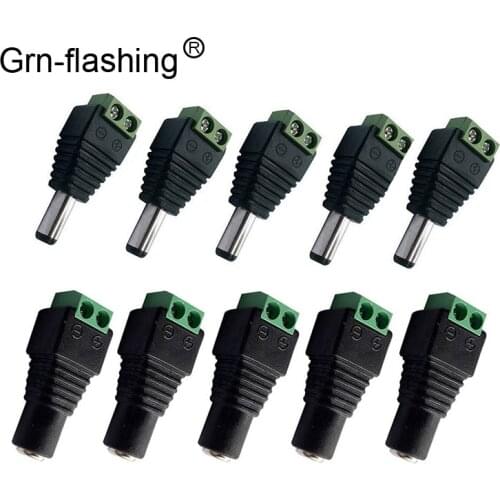 5pcs Female +5 pcs Male DC connector 2.1*5.5mm Power Jack Adapter Plug Cable Connector for 3528/5050/5730 led strip light