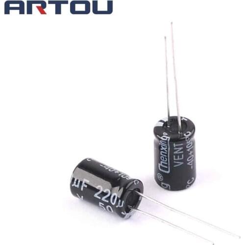 50PCS 220uF 50V 8*12 Electrolytic Capacitor
