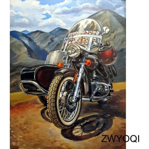 5DDIY Diamond embroidery Full Square Diamond mosaic Motorcycle mountain Full Round Diamond painting Cross stitch Cloud landscape