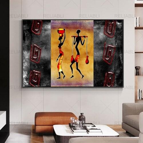 Abstract African Woman Man Figure Oil Painting on Canvas Posters and Prints Cuadros Art on Wall Picture for Living Room Decor