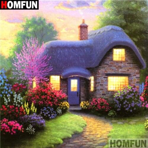 Homfun Full Square/Round Drill 5D DIY Diamond Painting "House landscape" 3D Embroidery Cross Stitch Home Decor Gift A11123