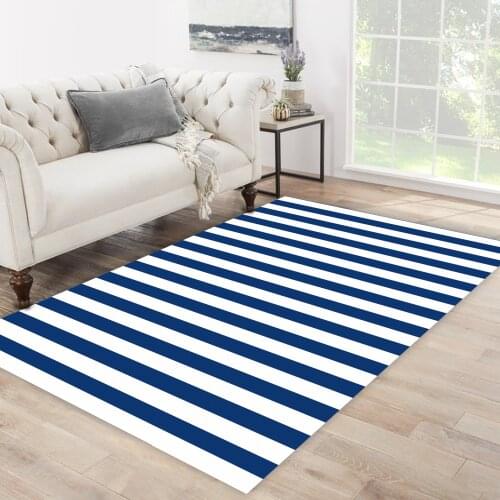 White color navy blue rectangle stripe patterned carpet modern carpet rug free shipping soft textured carpet