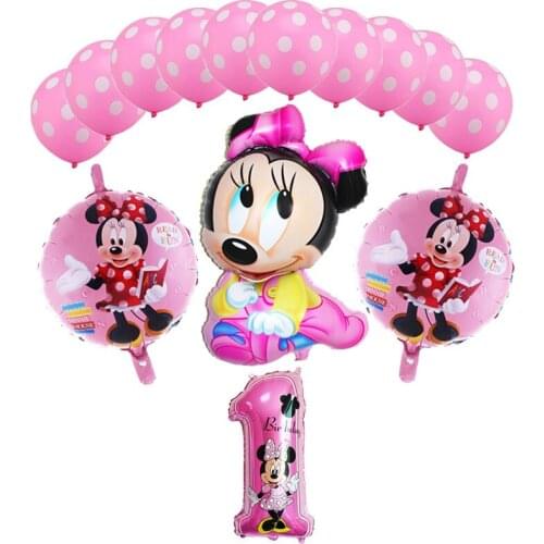 Big size new Disney Happy birthday kids child Minnie disposable pink balloon party decoration supplier