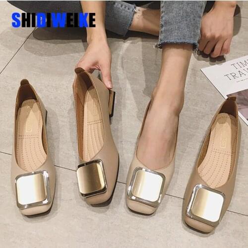 2021 Brand Flats Ballet Shoes Women New Summer Ballerina Square Toe Shallow Buckle Flat Shoes Slip On Casual Loafer Shoe AB087