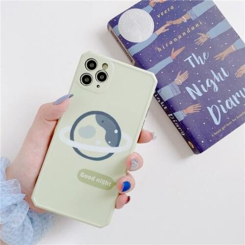 Retro universe earth planet kawaii Phone Case For iPhone 11 Pro Max case Cute soft cover for iPhone XS XR X 7 8 Plus 7Plus Case
