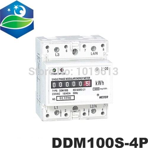 DDM100S-4P 5(30)A 50HZ 230V Single phase Din rail KWH Watt hour din-rail energy meter LCD