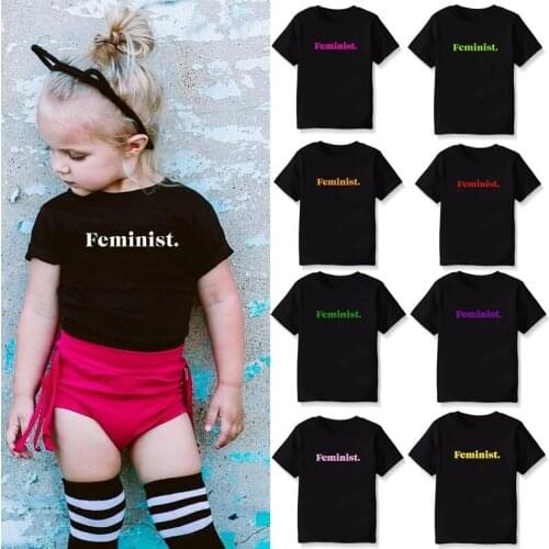 FEMINIST Letters Print Kids T Shirt Boy Girl Shirt Casual Children Toddler Clothes Funny Top Tees Fashion Trend T-shirt