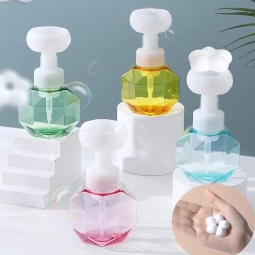 300ml Liquid Soap Dispenser Flower Shape Foam Foaming Pump Empty Bottle Plastic Clear Bottle Shower Gel Foam Pump Bottle