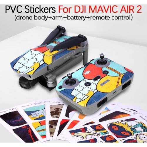 For DJI Mavic Air 2 Drone PVC Sticker Set Waterproof Skin Decals Body Arm Remote Control Scratch-proof Protective Film Accessory