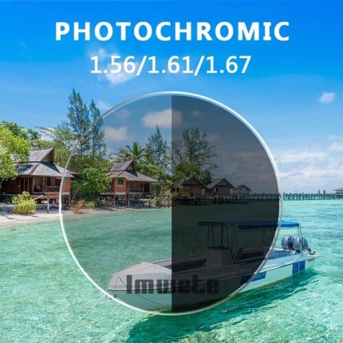Imwete Photochromic Gray Pink Lenses 1.56 1.61 Anti-Blue Light Resin Prescription Glasses Lenses for Myopia Hyperopia