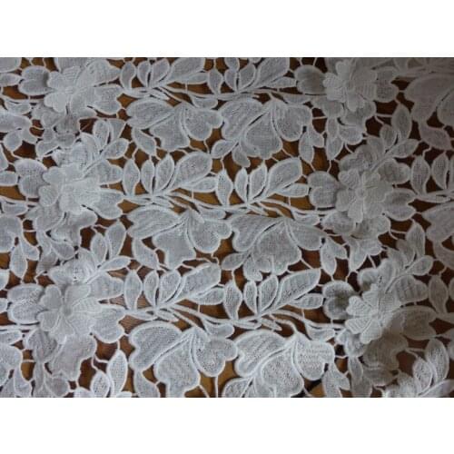 Latest Style White Double Flower Petal Special Leaves Model French Lace Fabric For DIY Clothes Accessories